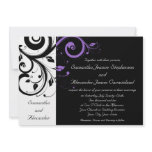 Black and White with Purple Swirl Accent Invitation