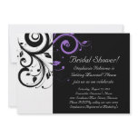 Black and White with Purple Swirl Accent Personalized Announcements
