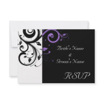 Black and White with Purple Swirl Accent Custom Announcement
