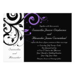 Black and White with Purple Swirl Accent Invitation