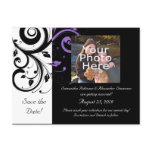 Black and White with Purple Swirl Accent postcards