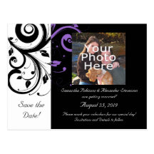 Black and White with Purple Swirl Accent Post Cards