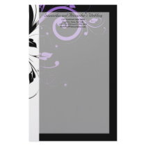 Black and White with Purple Swirl Accent Customized Stationery
