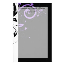 Black and White with Purple Swirl Accent Customized Stationery