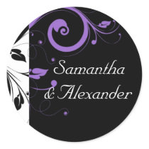 Black and White with Purple Swirl Accent Stickers