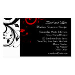 Black and White with Red Reverse Swirl Business Card