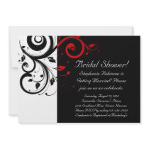 Black and White with Red Reverse Swirl Personalized Announcement