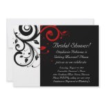 Black and White with Red Reverse Swirl invitations