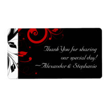 Black and White with Red Reverse Swirl Personalized Shipping Labels