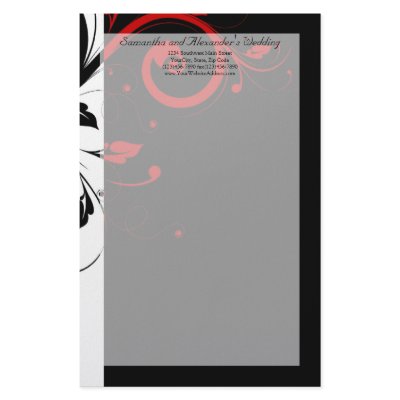 Black and White with Red Reverse Swirl Customized Stationery by CustomInvites