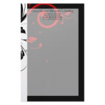 Black and White with Red Reverse Swirl stationery