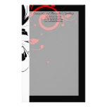 Black and White with Red Reverse Swirl Customized Stationery