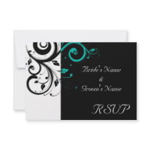 Black and White with Teal Reverse Swirl Announcement