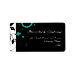 Black and White with Teal Reverse Swirl Custom Address Labels