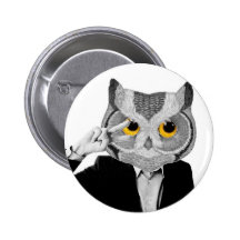 Black and white yellow eye owl buttons