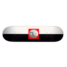 Black and White Yin Yang Cool Bro Man Woman Red Skateboard
