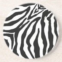 Black and White Zebra Print Beverage Coaster