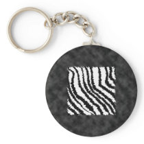 Black and White Zebra Print Pattern. Key Chains