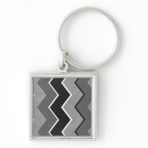 Black and White Zig Zag Pattern Key Chains