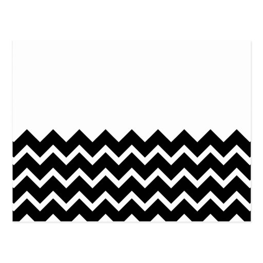 Black and White Zig Zag Pattern. Part Plain. Postcards