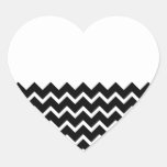 Black and White Zig Zag Pattern. Part Plain. Heart Stickers