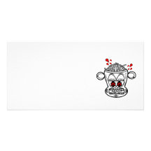 Black and white zombie monkey photo greeting card