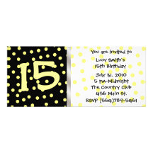 Black and Yellow Polkadot Birthday Invitation