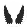 black angel wings round sticker