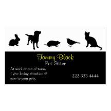 Black Animal Silhouettes Pet Care Business Card