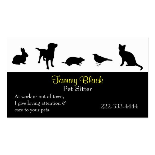Black Animal Silhouettes Pet Care Business Card