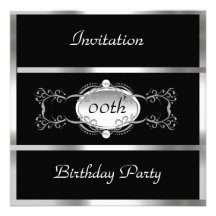 Black Any Birthday Invitation Black and Silver