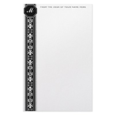 Black Arabesque Monogram Stationery by OfficeGangsta