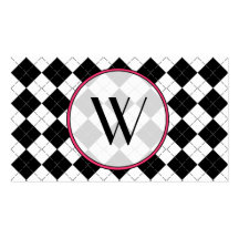 Black Argyle Monogram Fashion Business Card