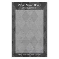 Black Argyle Personal Stationery