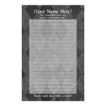 Black Argyle Personal Stationery