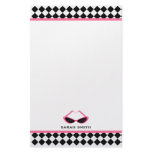 Black Argyle & Retro Pink Sunglasses Custom Stationery