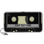 Black audio cassette with your text speakers