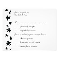 Black Autumn Leaves Response/Menu Card invitations