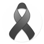 Black Awareness Ribbon Round Sticker