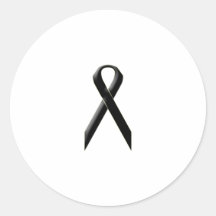 Black awareness ribbon round sticker