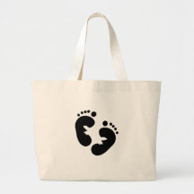 Black Baby Footprints Canvas Bags