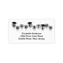 Black Balloons Graduation Address Labels