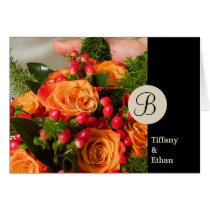 Black band custom photo monogram letter thank you cards