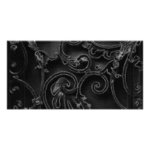 Black baroque customized photo card