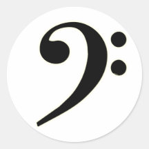 Black Bass Clef Round Stickers