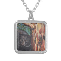 BlacK Bear and Arbutus Tree Personalized Necklace