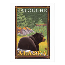Black Bear in Forest - Latouche, Alaska Post Cards