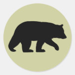 Black Bear Silhouette Round Sticker
