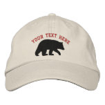 Black Bear with Customizable Text embroidered hats