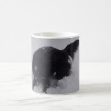 Black Belgian Shepherd in the Snow Mugs